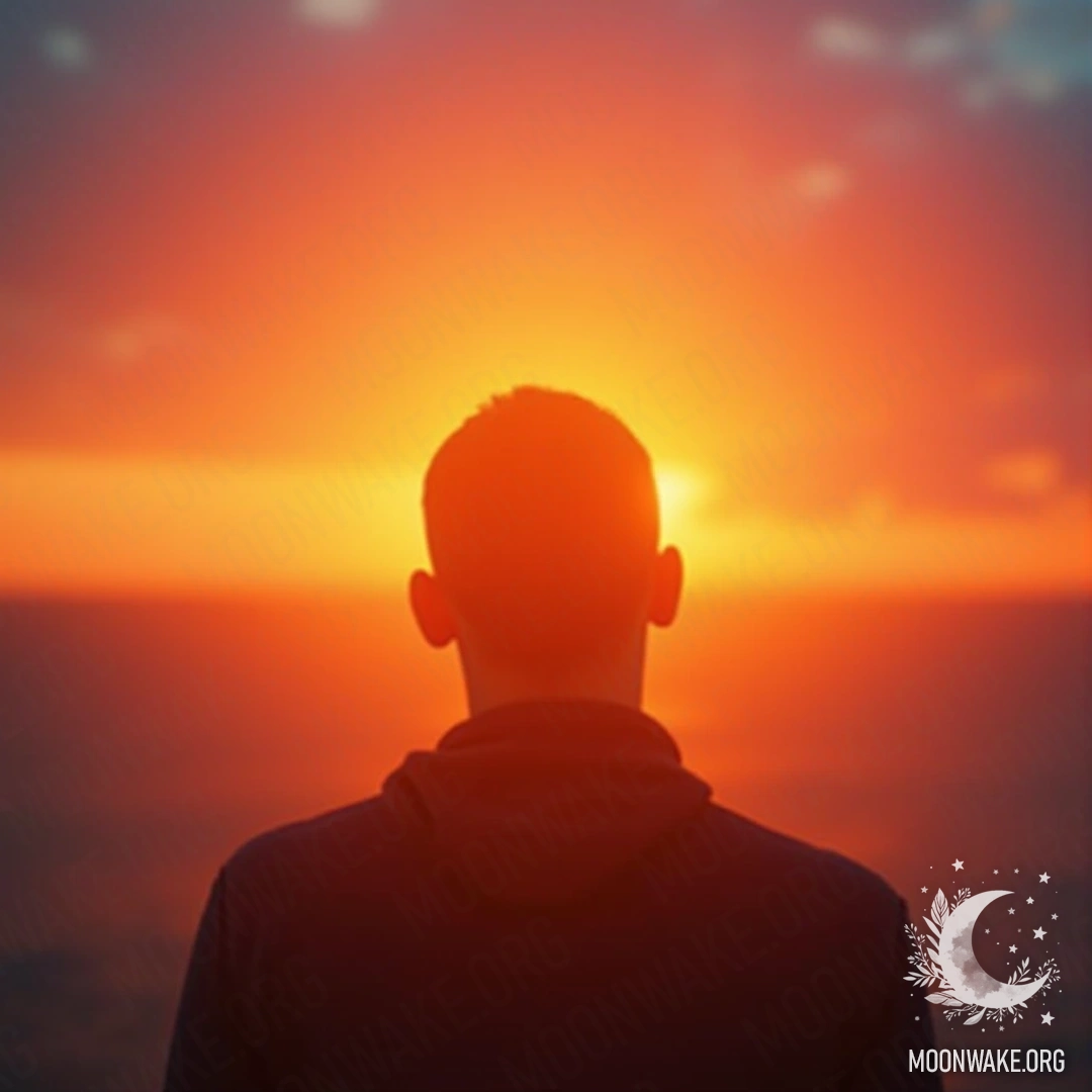 A calm person standing in front of a beautiful sunset, symbolizing how beauty influences emotional well-being