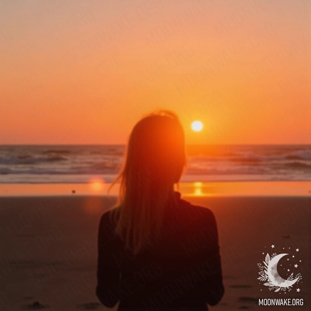A calm person standing in front of a beautiful sunset, symbolizing how beauty influences emotional well-being
