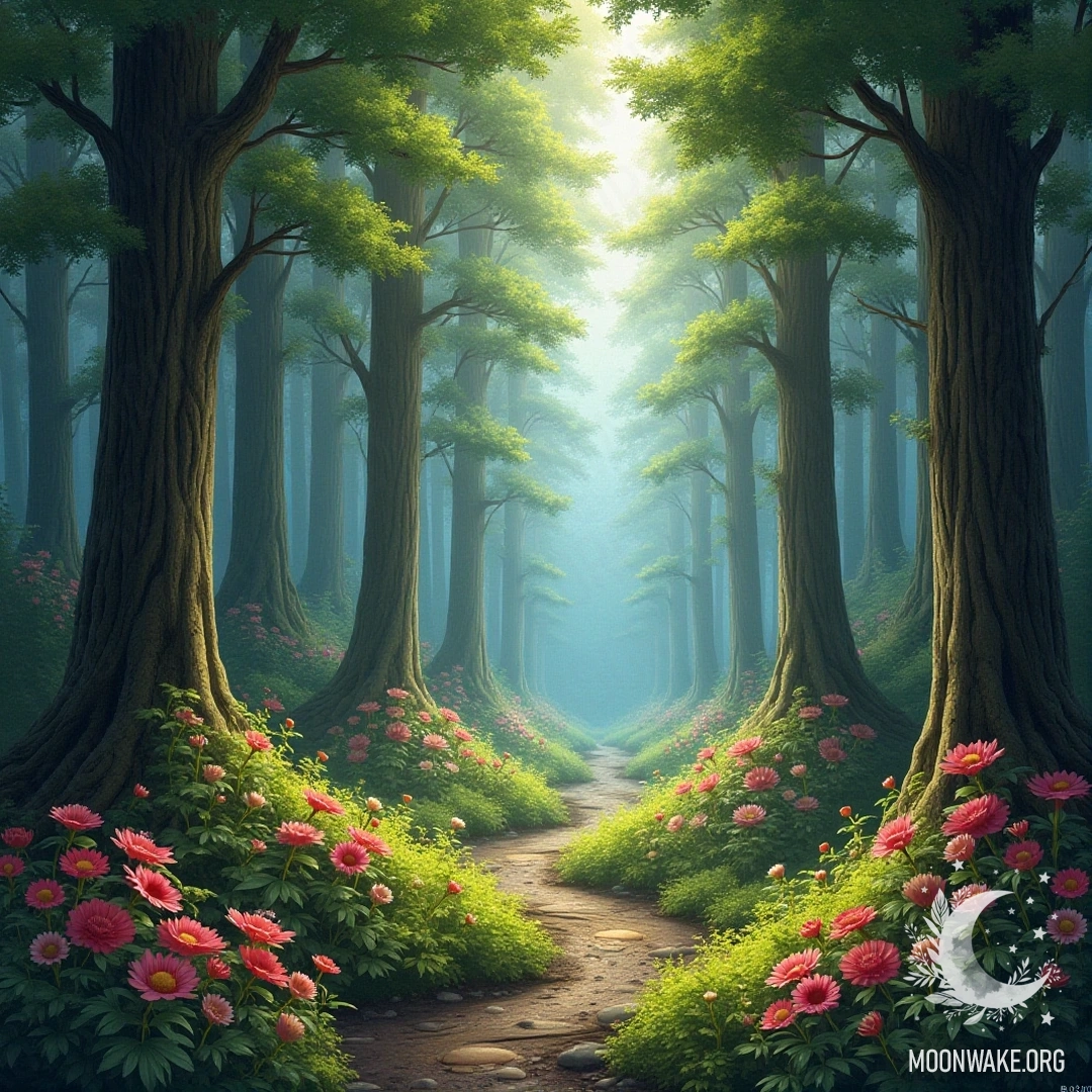 An untouched forest with trees, flowers, and wildlife, symbolizing the natural beauty that inspires artists and individuals