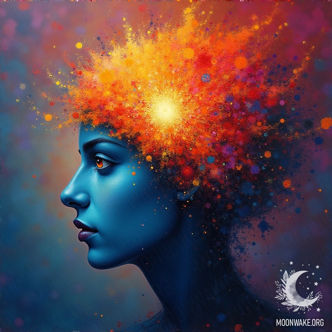 A harmonious and colorful abstract image representing the psychological effects of beauty on the human mind