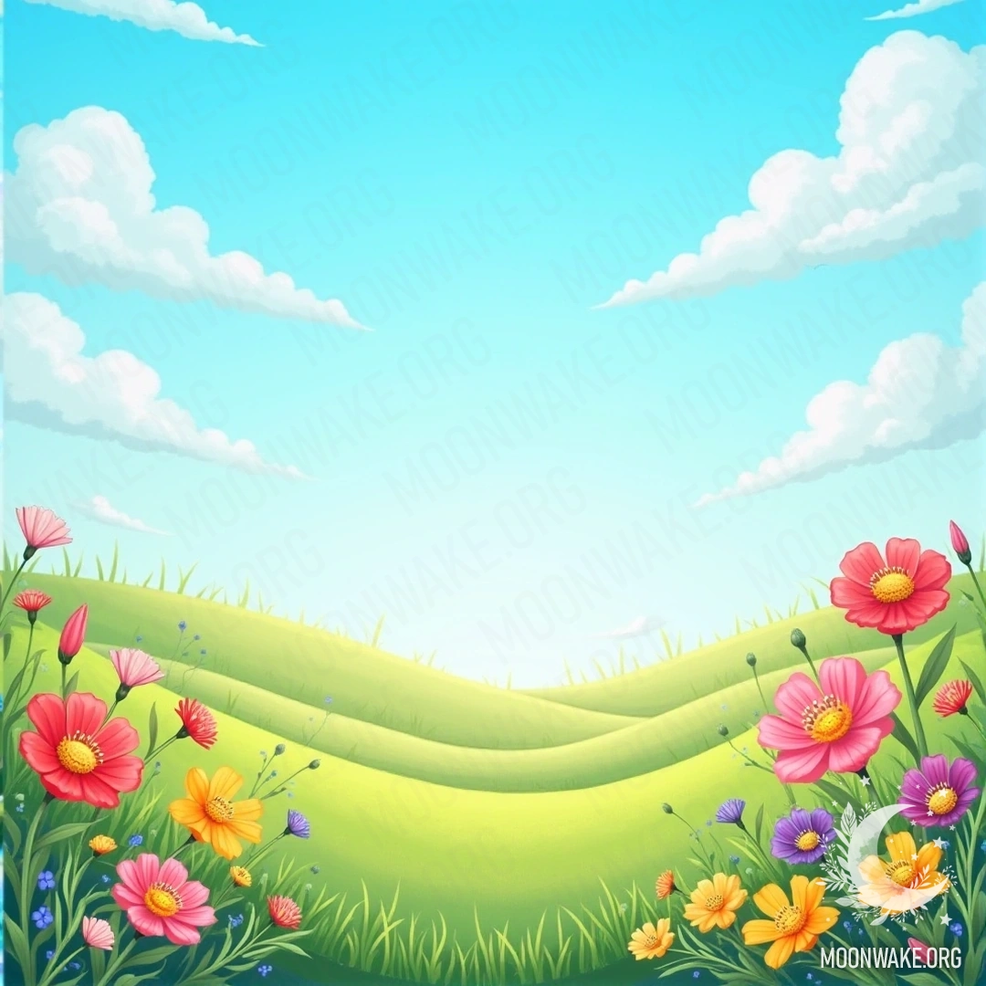 A serene landscape with vibrant flowers and clear blue skies, symbolizing the concept of beauty in nature